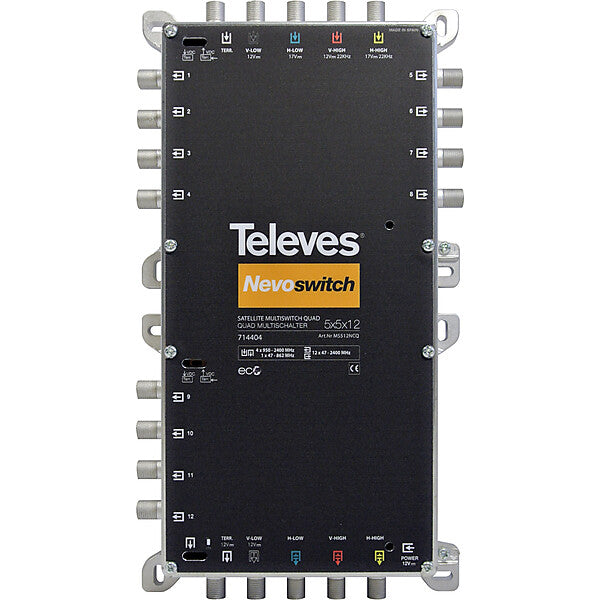 Televes Multischalter 5 in 12 Guß NEVO m.NT quad kask. MS512NCQ